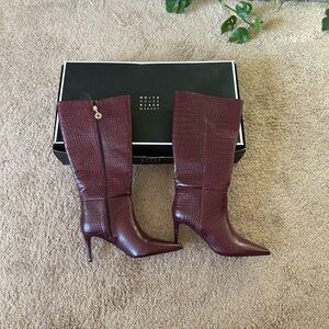 WHBM burgundy leather boots